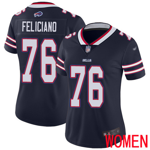 Women Buffalo Bills #76 Jon Feliciano Limited Navy Blue Inverted Legend NFL Jersey